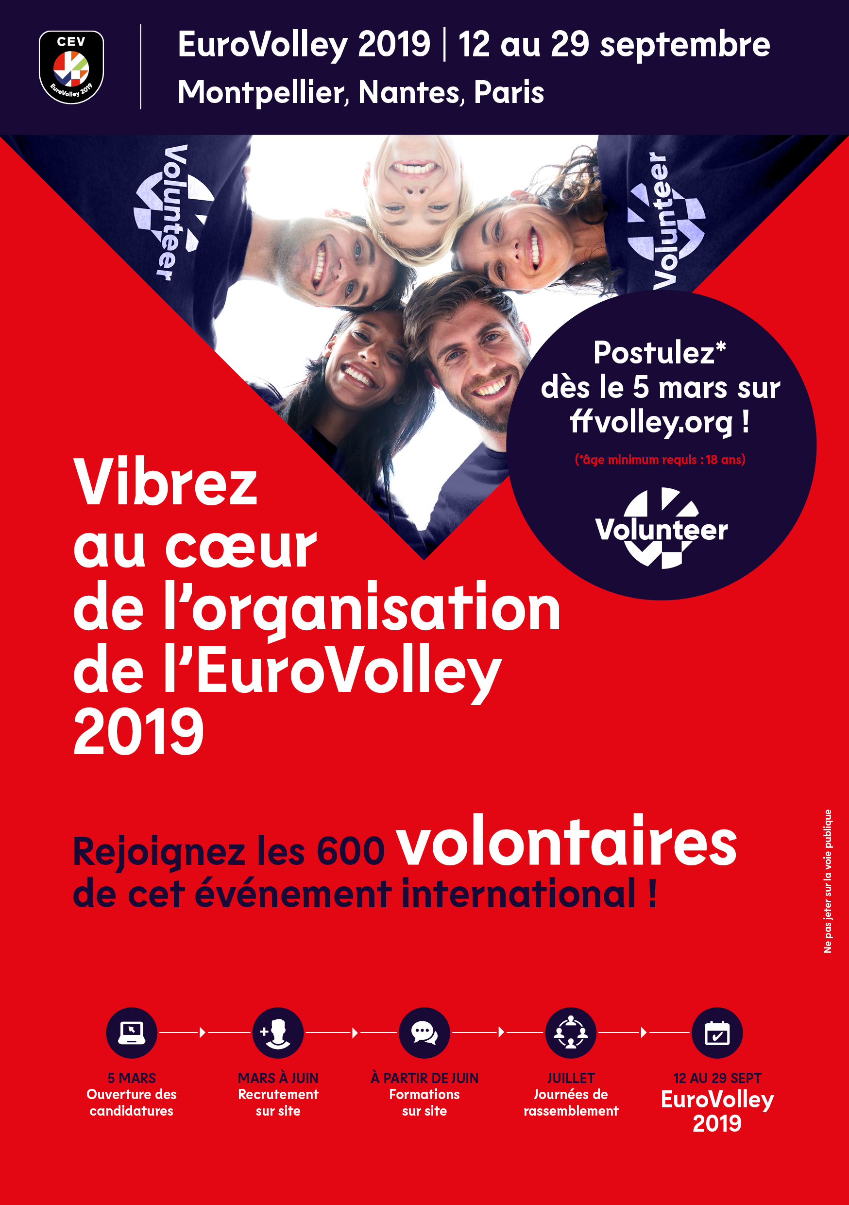 Devenez volontaires pour l'EuroVolley 2019